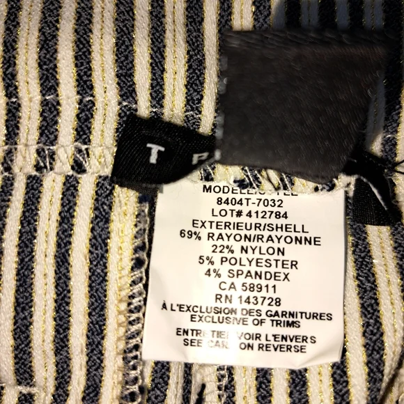 Tribal Black and White Striped Capris Women's Size 12 #52 - Picture 8 of 9